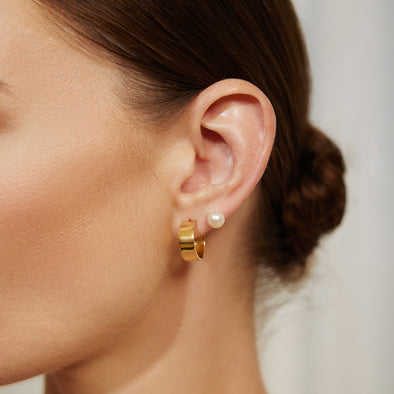 Ania Haie - Vogue Maven 14ct Gold Plated Medium Flat Hoop Earrings