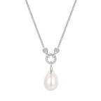 Ania Haie - Silver Linked Shell Pearl Drop Pendant Necklace