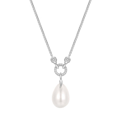 Ania Haie - Silver Linked Shell Pearl Drop Pendant Necklace