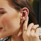 Ania Haie - Gold Bold Texture Medium Huggie Hoop Earrings