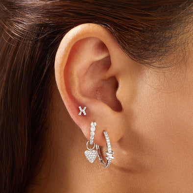 Ania Haie - Silver Gradient Pavé Huggies
