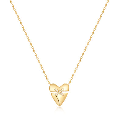 Ania Haie - Gold Heart Kiss Pavé Necklace