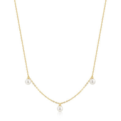 Ania Haie - Gold Triple Shell Pearl Station Necklace