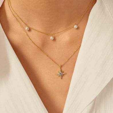 Ania Haie - Gold Triple Shell Pearl Station Necklace