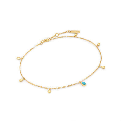 Ania Haie - Gold Turquoise Drop Pendant Anklet