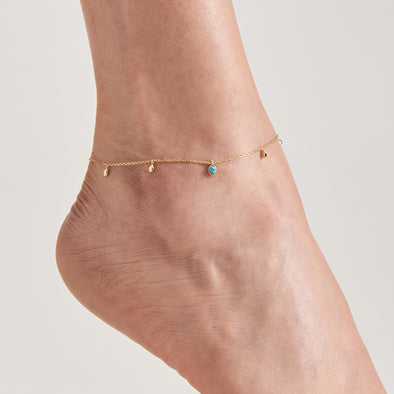 Ania Haie - Gold Turquoise Drop Pendant Anklet