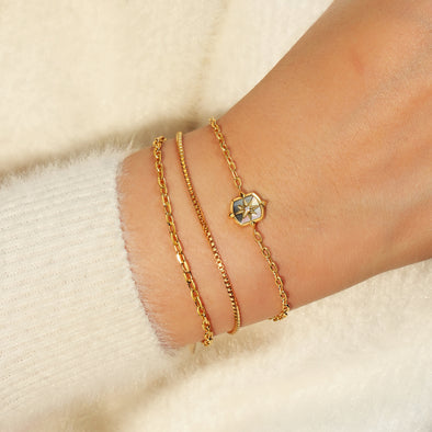 Ania Haie - Gold Colour-Block Mother of Pearl Star Bracelet