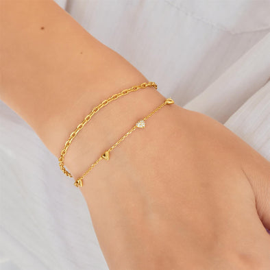 Ania Haie - Gold Pavé Puffed Heart Station Bracelet
