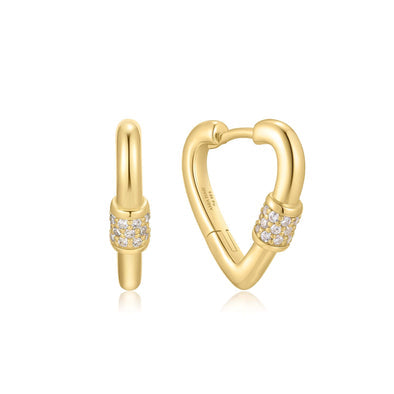 Ania Haie - Gold Heart Clasp Huggie Hoop Earrings