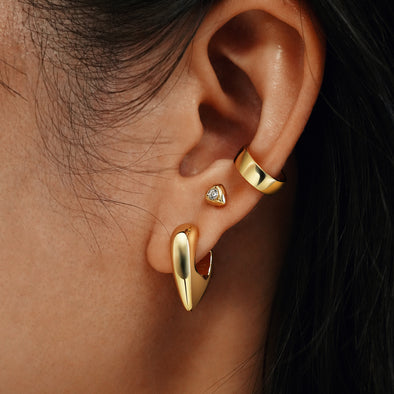 Ania Haie - Gold Puffy Shield Huggie Hoop Earrings