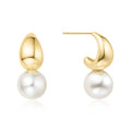 Ania Haie - Gold Shell Pearl Dome Hoop Earrings