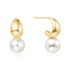 Ania Haie - Gold Shell Pearl Dome Hoop Earrings
