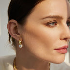 Ania Haie - Gold Shell Pearl Dome Hoop Earrings