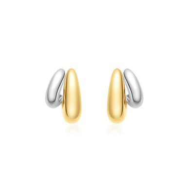Ania Haie - Two-Tone Dome Stud Hoop Earrings