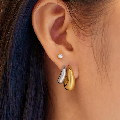 Ania Haie - Two-Tone Dome Stud Hoop Earrings