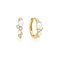 Ania Haie - Gold Shell Pearl Cluster Huggie Hoop Earrings