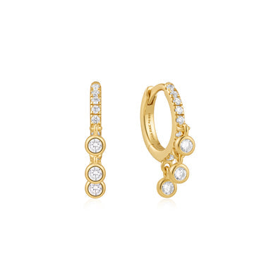 Ania Haie - Gold Trio-Drop Huggie Hoop Earrings