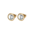 Qudo - Tondo Deluxe Ear Studs - Gold & Crystal