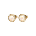 Qudo - Tondo Deluxe Ear Studs - Gold & Ivory Cream