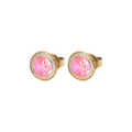 Qudo - Tondo Deluxe Ear Studs - Gold & Lotus Pink