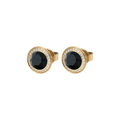 Qudo - Tondo Deluxe Ear Studs - Gold & Jet Black