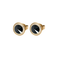 Qudo - Tondo Deluxe Ear Studs - Gold & Jet Hematite