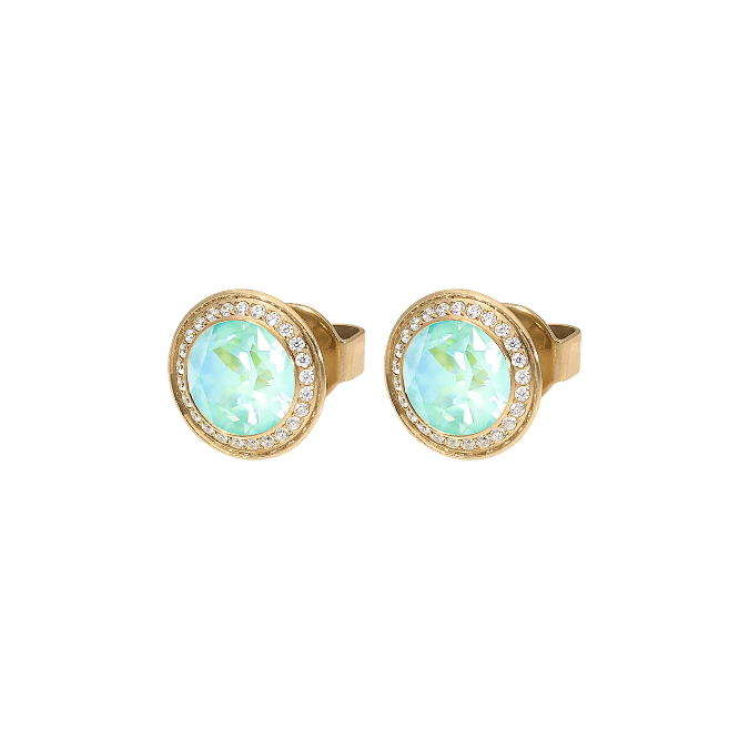 Qudo - Tondo Deluxe Ear Studs - Gold & Silky Sage