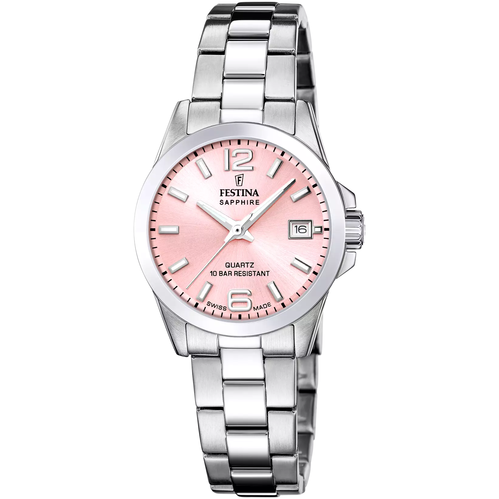 Festina Swiss Made women's pink watch with stainless steel bracelet F20049/3
