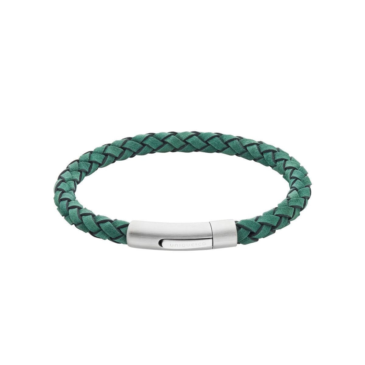 Unique & Co Green Suede Leather Braided Bracelet - 21cm