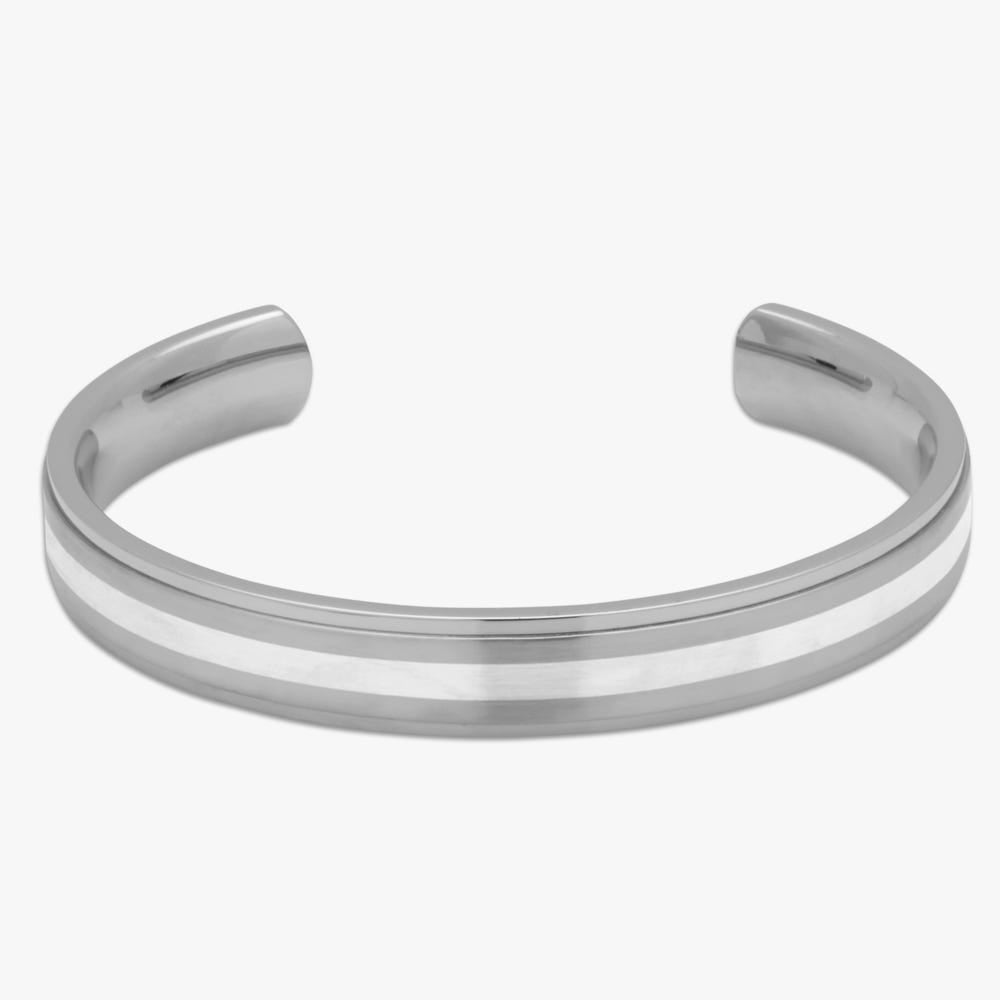 Unique & Co Stainless Steel Bangle with Silver Inlay