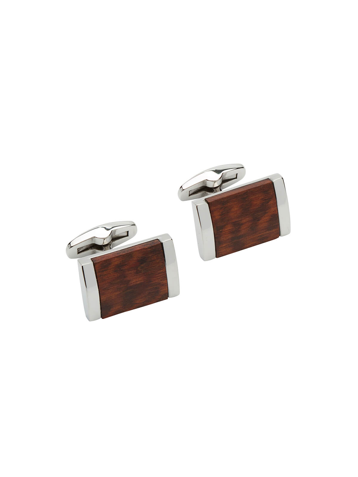 Unique & Co Stainless Steel Cufflinks with Wood Inlay