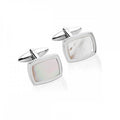 Unique & Co Men's Stainless Steel Mother Of Pearl Inlay Cufflinks