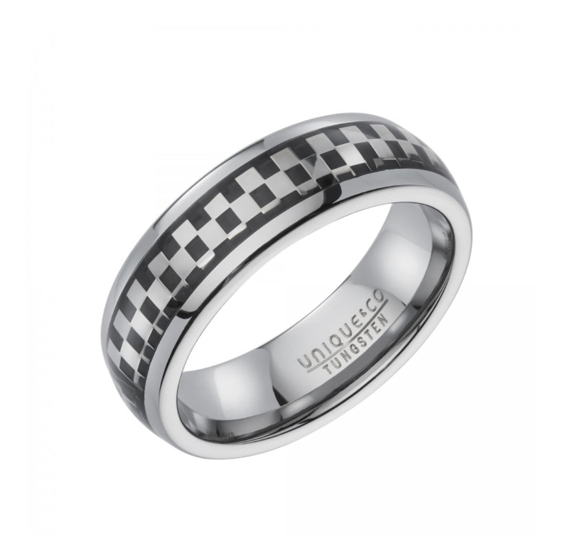Unique & Co Tungsten Carbide Ring with Carbon Fibre Centre
