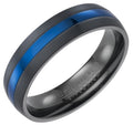 Unique & Co Tungsten & Zirconium Ring with blue inlay