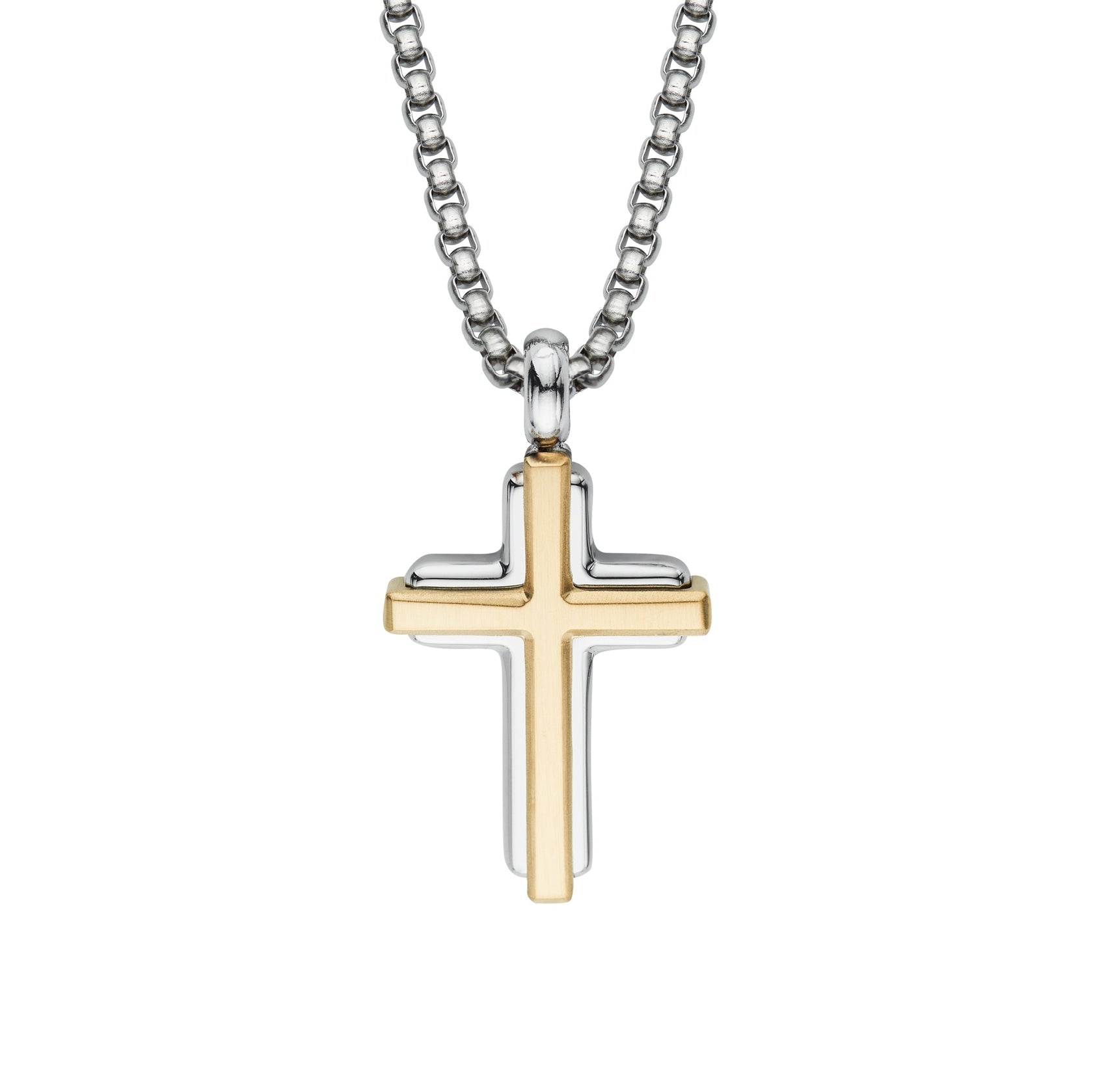 Unique & Co Stainless Steel Gold Plated Cross Pendant and Chain