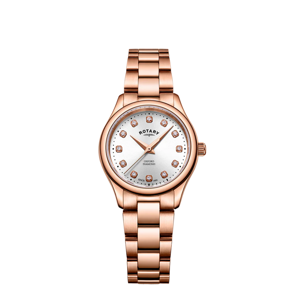 Rotary - Oxford Ladies Diamond Set Rose Gold Watch