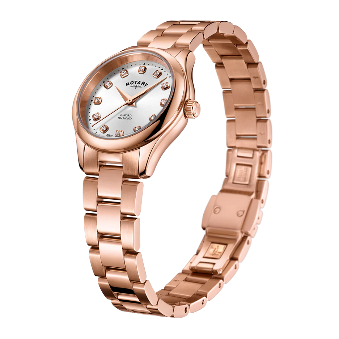 Rotary - Oxford Ladies Diamond Set Rose Gold Watch
