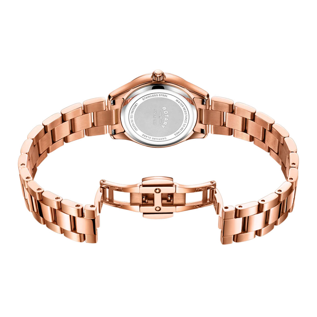 Rotary - Oxford Ladies Diamond Set Rose Gold Watch
