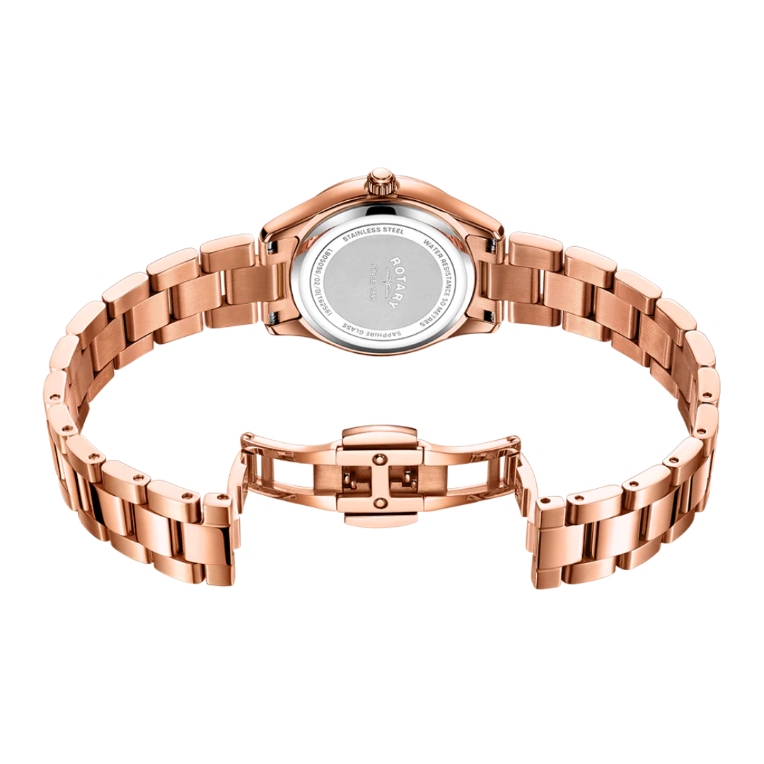 Rotary - Oxford Ladies Diamond Set Rose Gold Watch