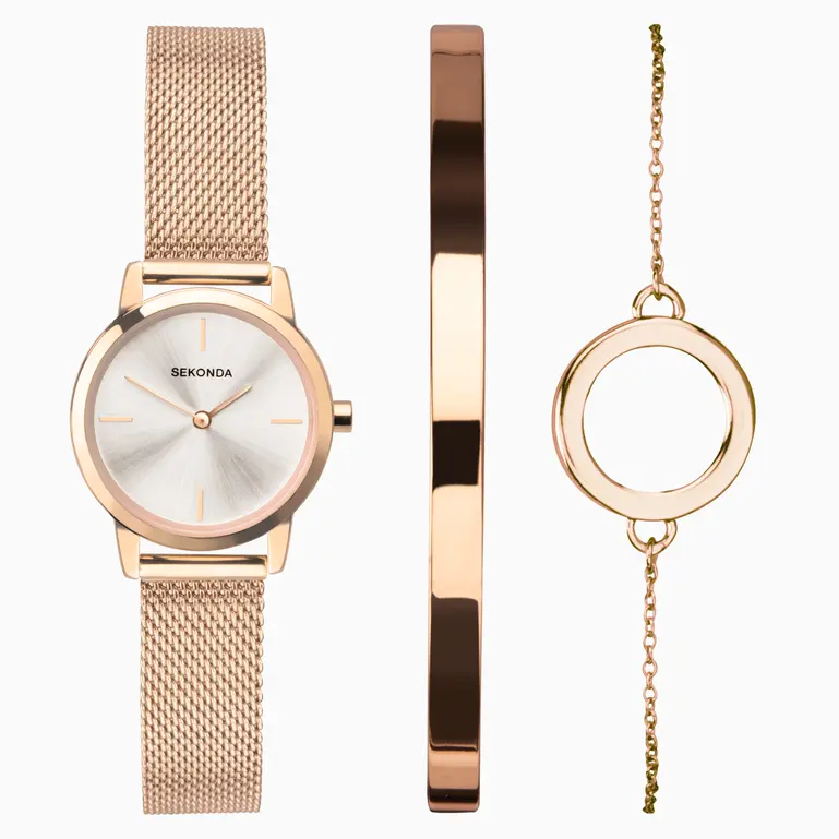 Sekonda - Day to Night Watch & Bracelet Gift Set (Rose Gold Coloured)