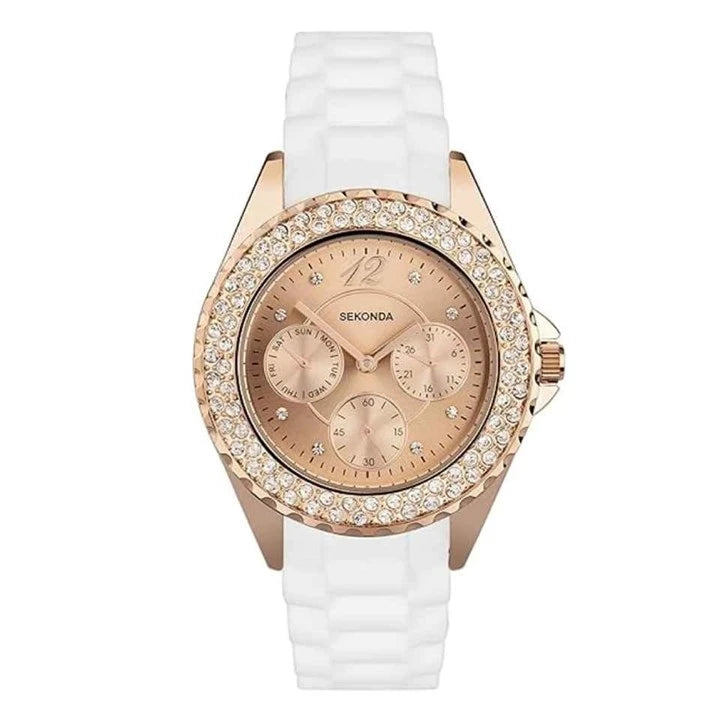 Sekonda - Rose Tone White Silicone Strap Watch