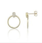 9ct Yellow Gold & Cubic Zirconia Circle drop stud earrings