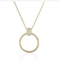 9ct Yellow Gold & Cubic Zirconia Circle Pendant and Chain