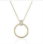 9ct Yellow Gold & Cubic Zirconia Circle Pendant and Chain