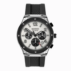 Sekonda - Titan Chronograph Men's Watch - Silver Alloy Case & Black Silicone Strap with Silver Dial - 30256