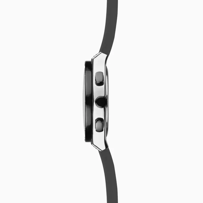 Sekonda - Titan Chronograph Men's Watch - Silver Alloy Case & Black Silicone Strap with Silver Dial - 30256