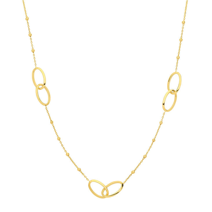 9ct Yellow Gold Necklace with Double Oval Design