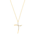 9ct Yellow Gold & CZ Sweeping Cross Necklace