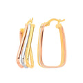9ct Yellow, White & Rose Gold Cross Over Hoop Earrings