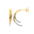 9ct Yellow & White Gold half double hoop earrings